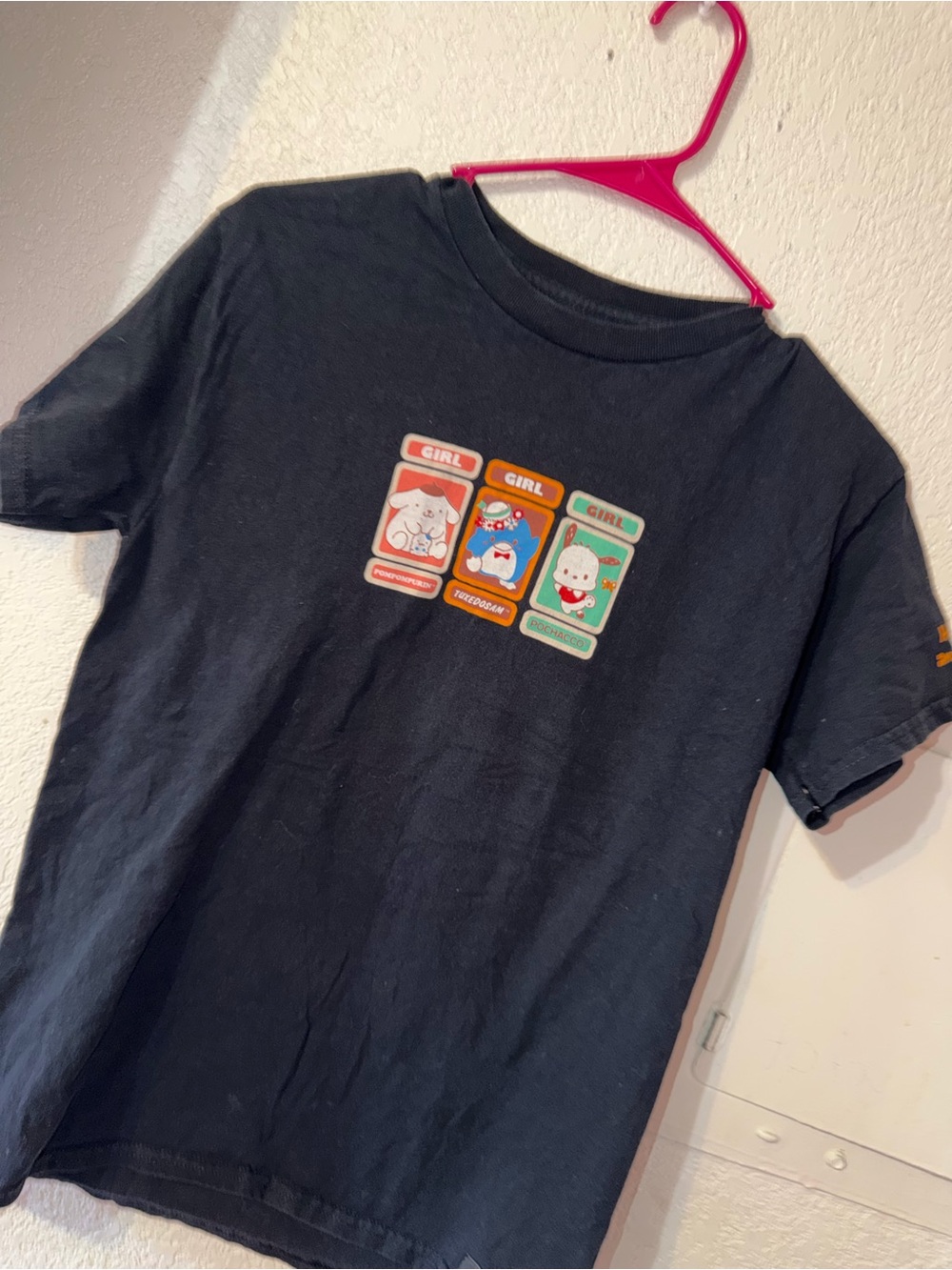 Hello Kitty Black Short Sleeve Tee with Colorful Character Cards